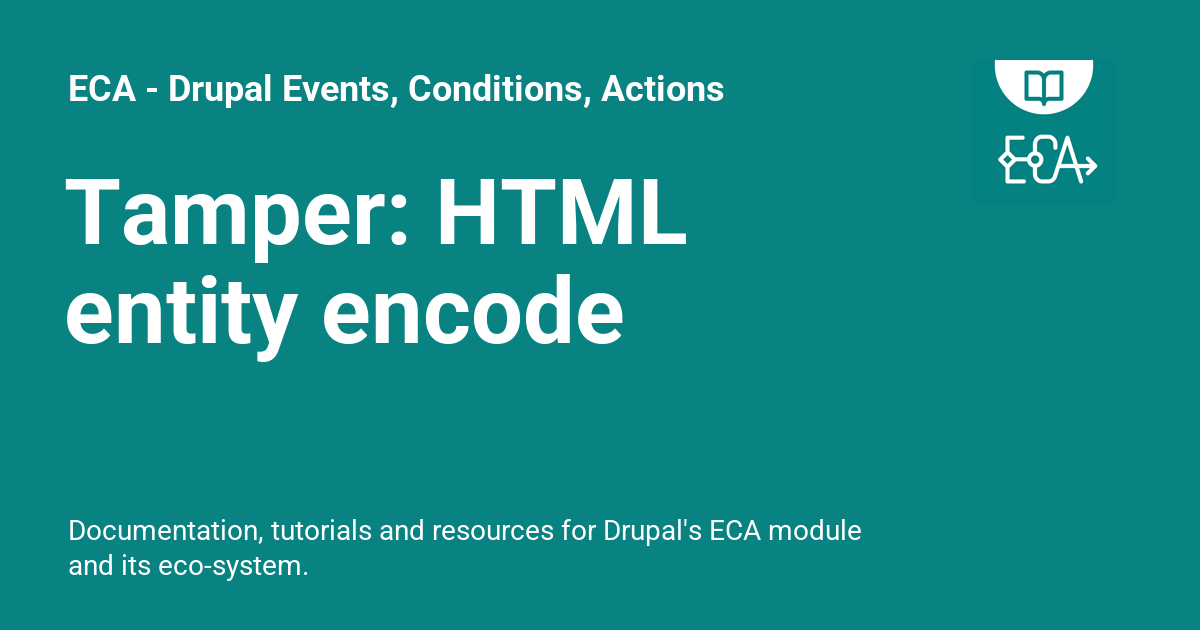 Tamper: HTML entity encode - ECA - Drupal Events, Conditions, Actions